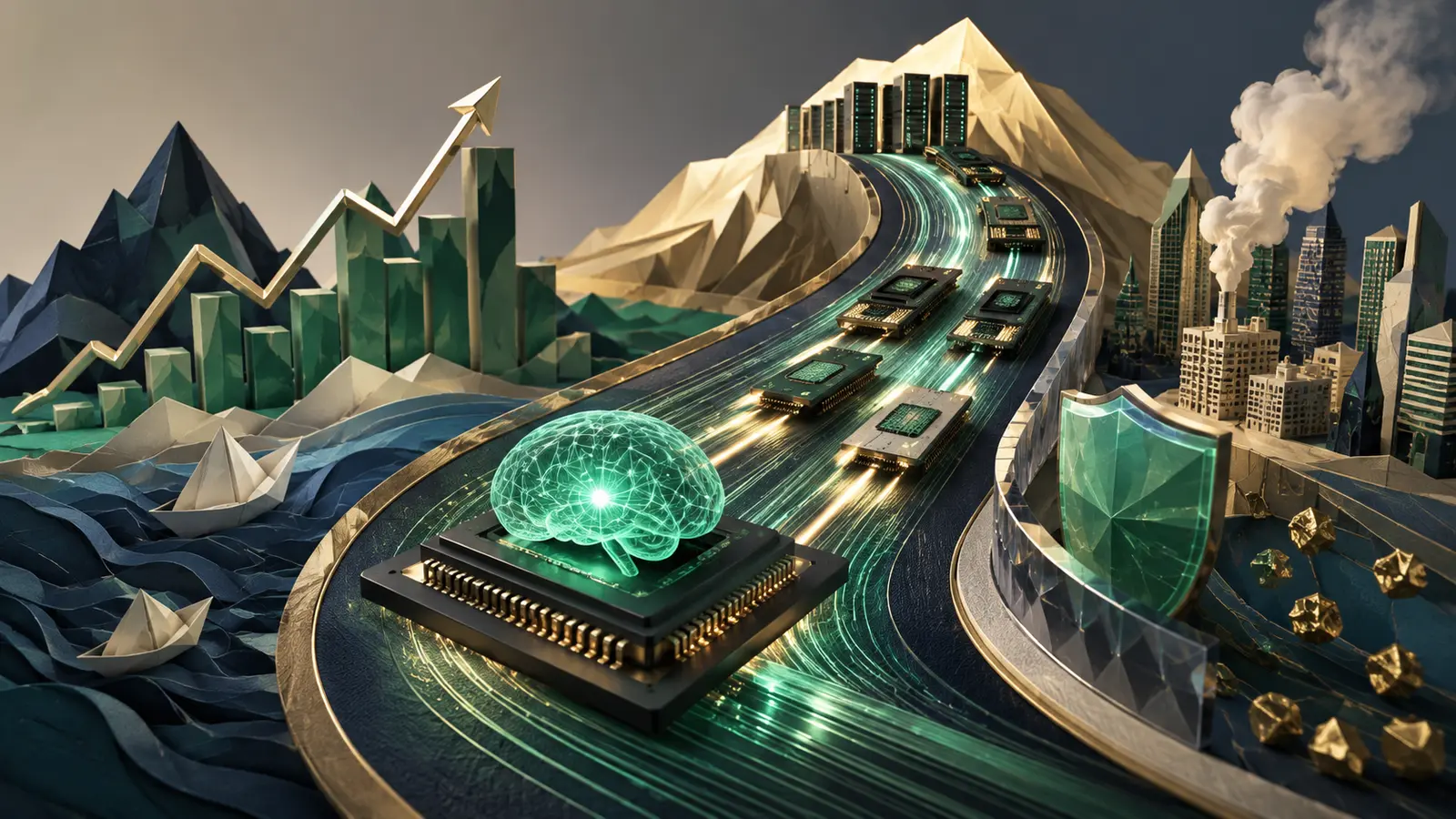 Conceptual market illustration for AI, Semiconductor Stocks, and the Race for Computing Power
