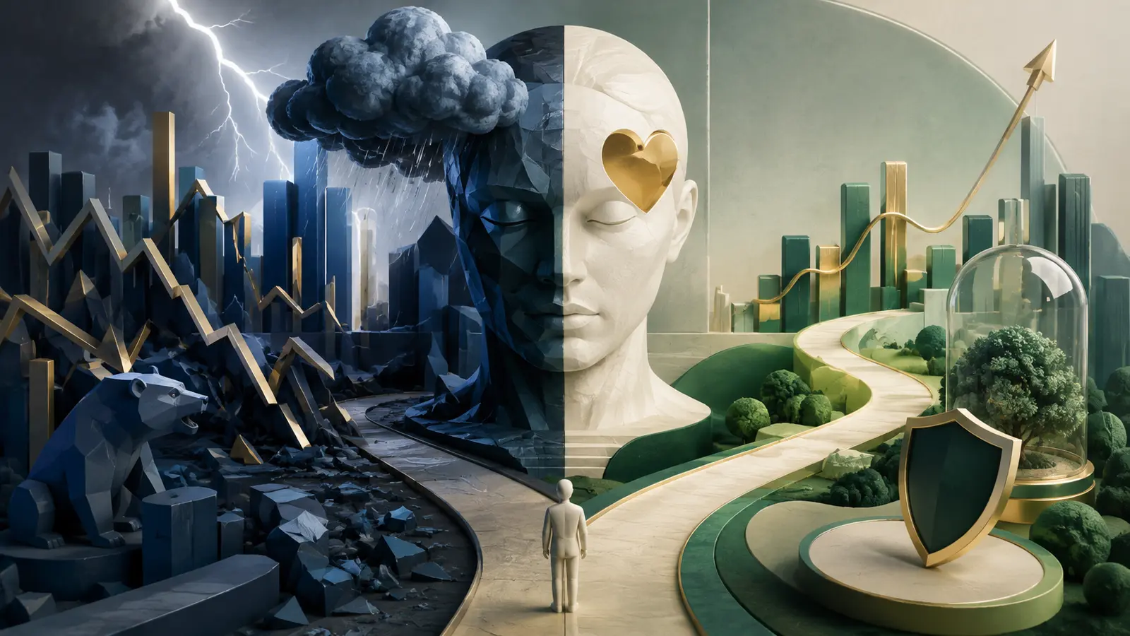 Conceptual market illustration for Behavioral Finance: Why We Make Such Emotional Money Decisions