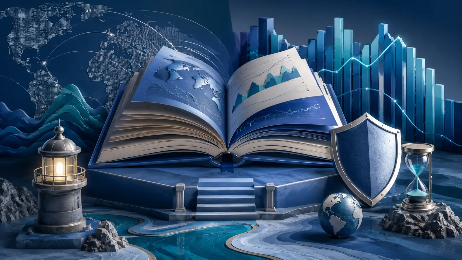 Conceptual market illustration for Best Books for Forex Traders Who Want to Learn the Market Properly