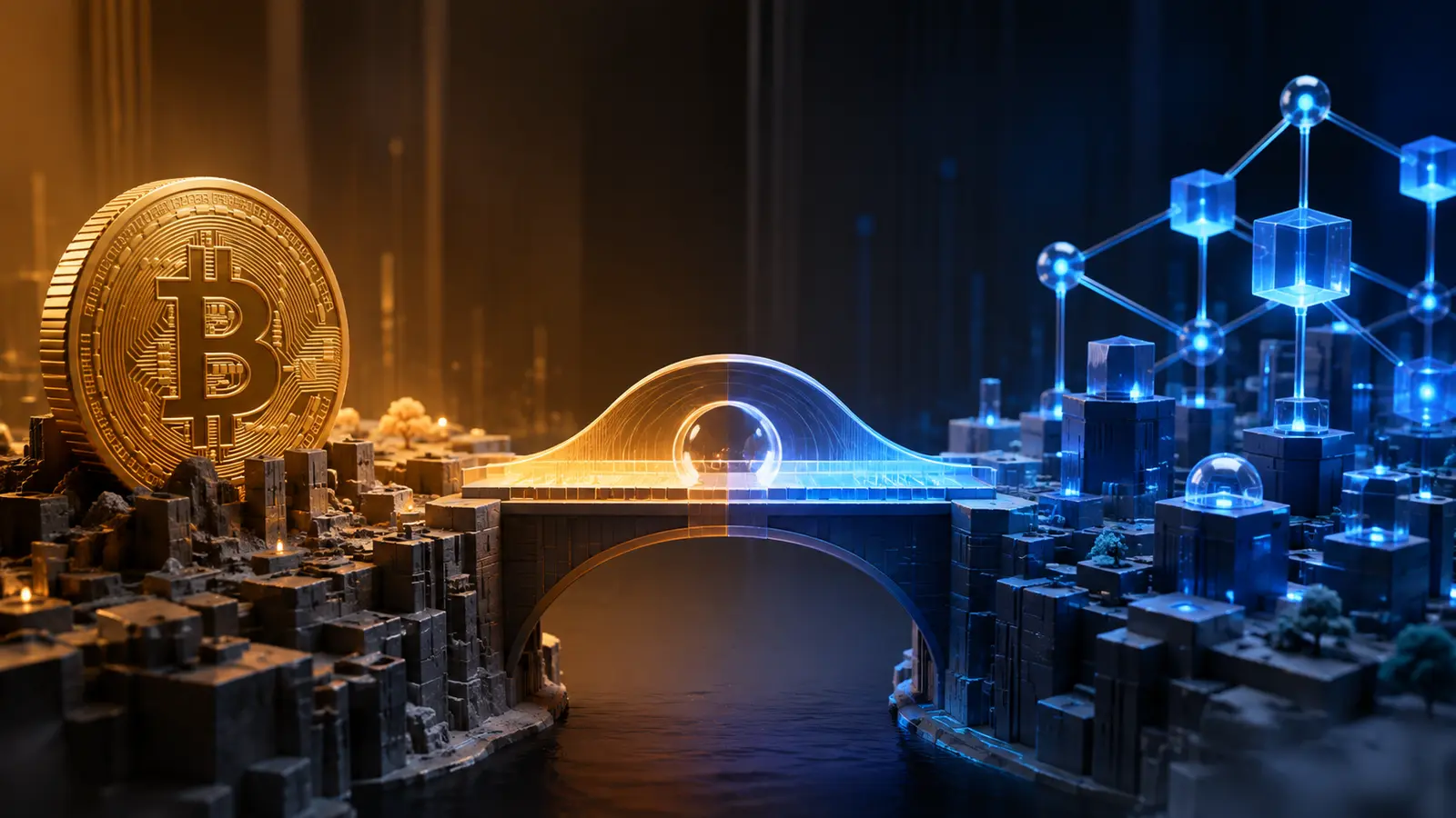 Conceptual market illustration for Bitcoin and DeFi: How the Two Worlds Are Starting to Overlap
