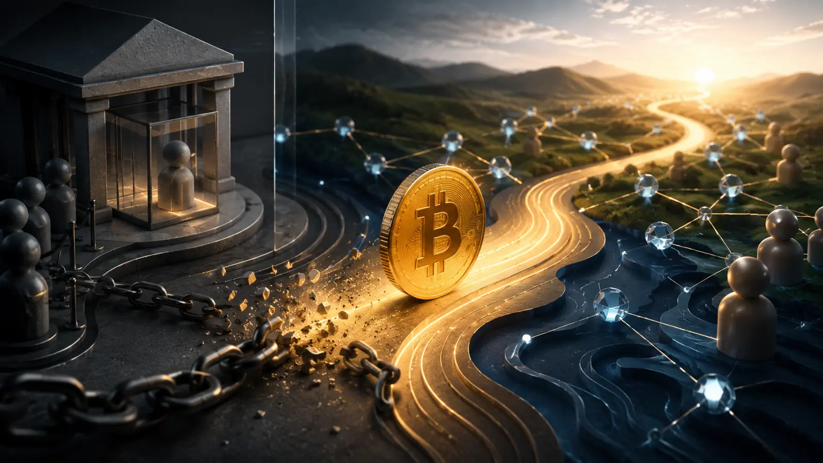 Conceptual market illustration for Bitcoin and Financial Freedom: What the Idea Really Means