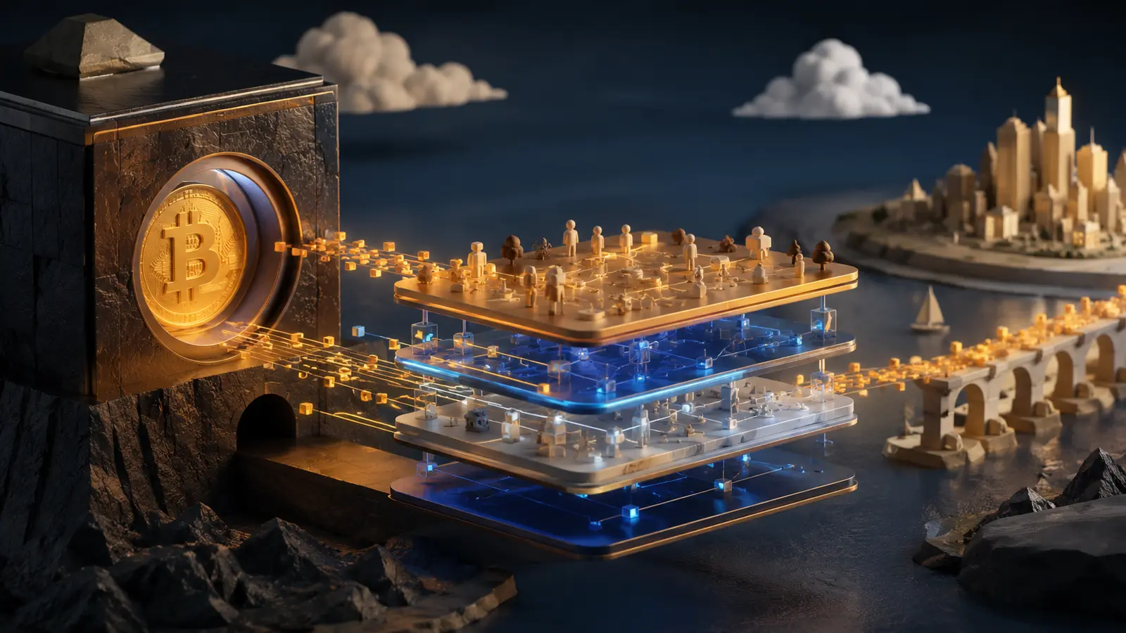 Conceptual market illustration for Bitcoin Layer 2s: How Scaling Is Taking Shape
