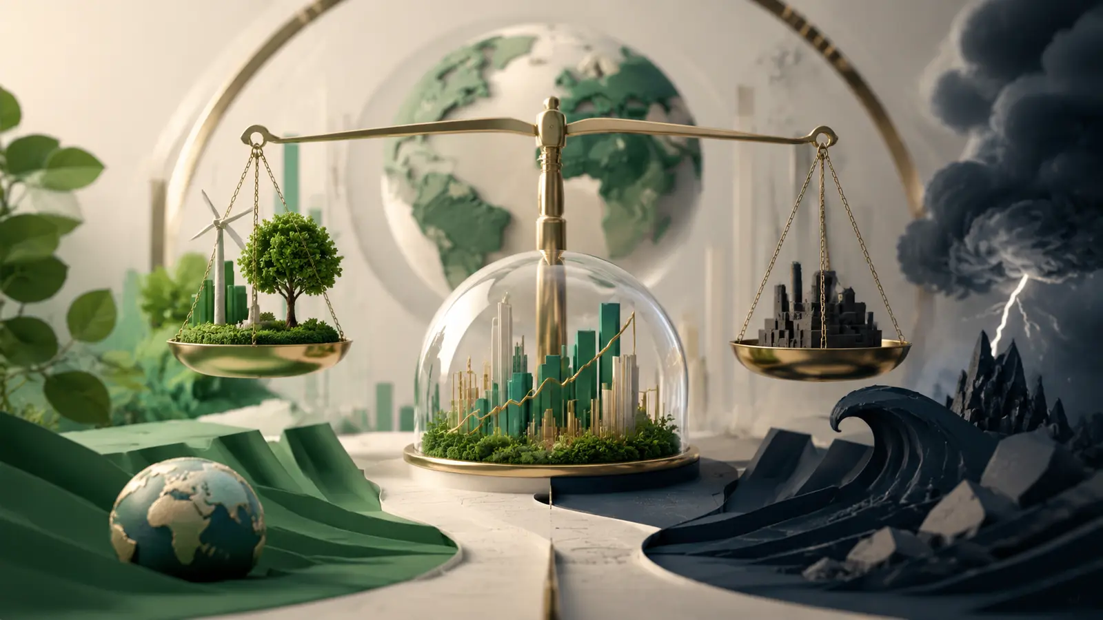 Conceptual market illustration for ESG Investing in Stocks: How to Balance Values, Risk, and Returns