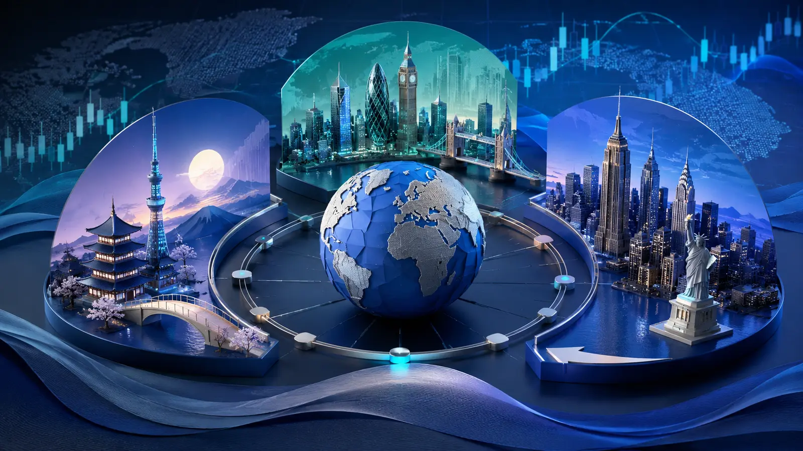 Conceptual market illustration for Forex Trading Sessions Explained: Tokyo, London, and New York