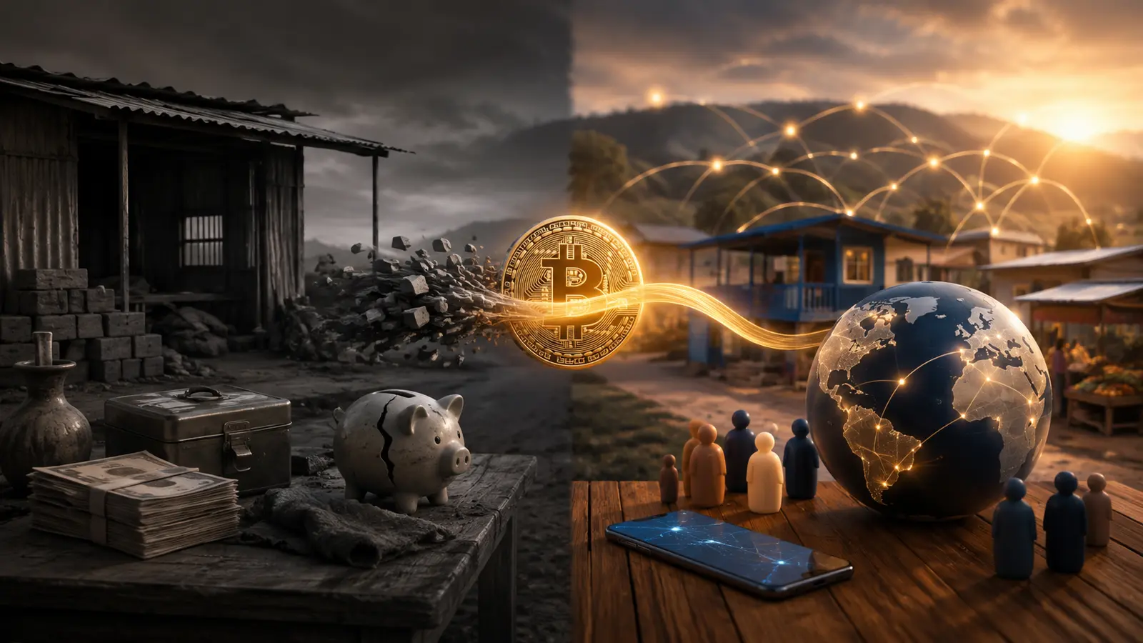 Conceptual market illustration for How Bitcoin Is Actually Being Used in Developing Countries