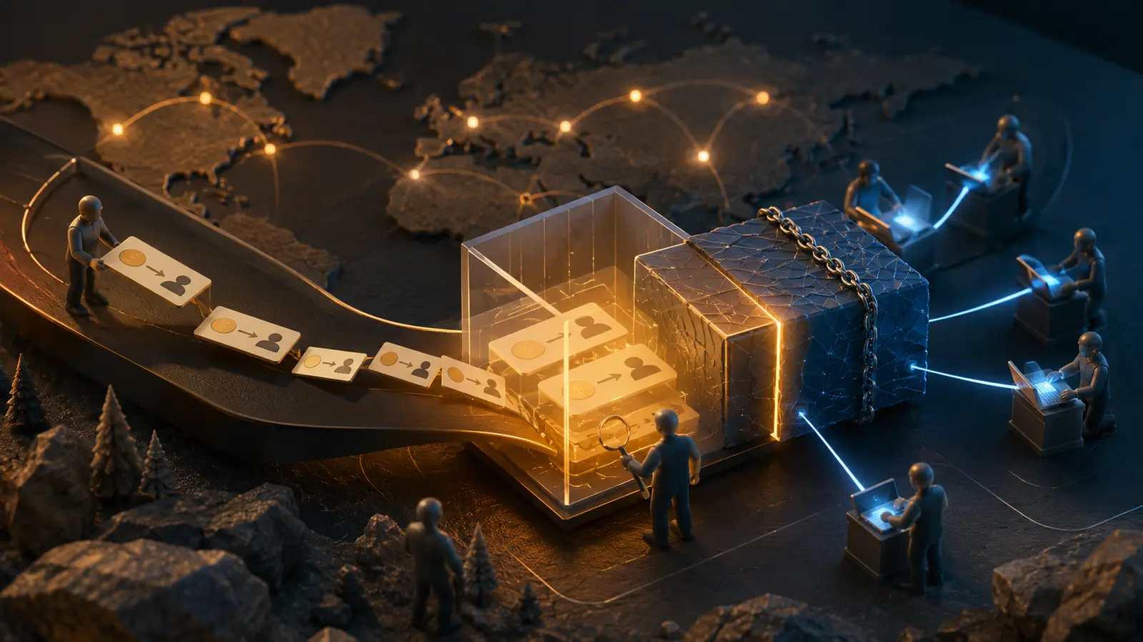 Conceptual market illustration for How Bitcoin Transactions Actually Get Verified