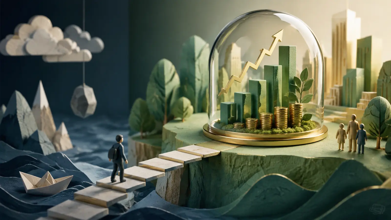 Conceptual market illustration for How Regular People Can Build Wealth With Stocks