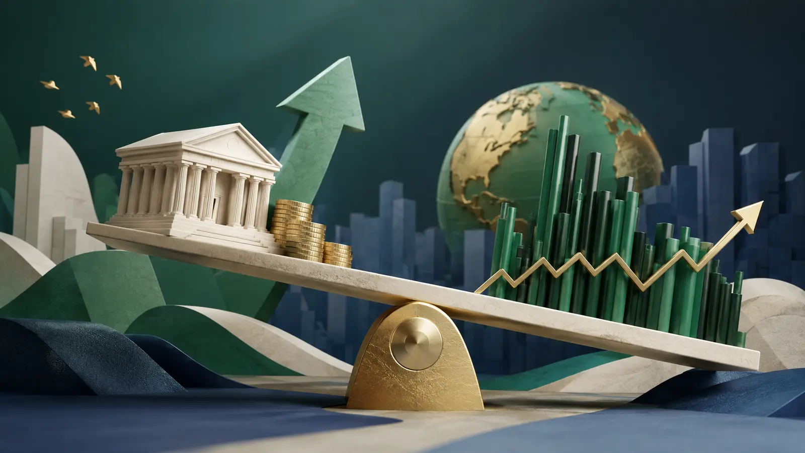 Conceptual market illustration for Interest Rates and Stock Prices: The Seesaw Investors Need to Understand