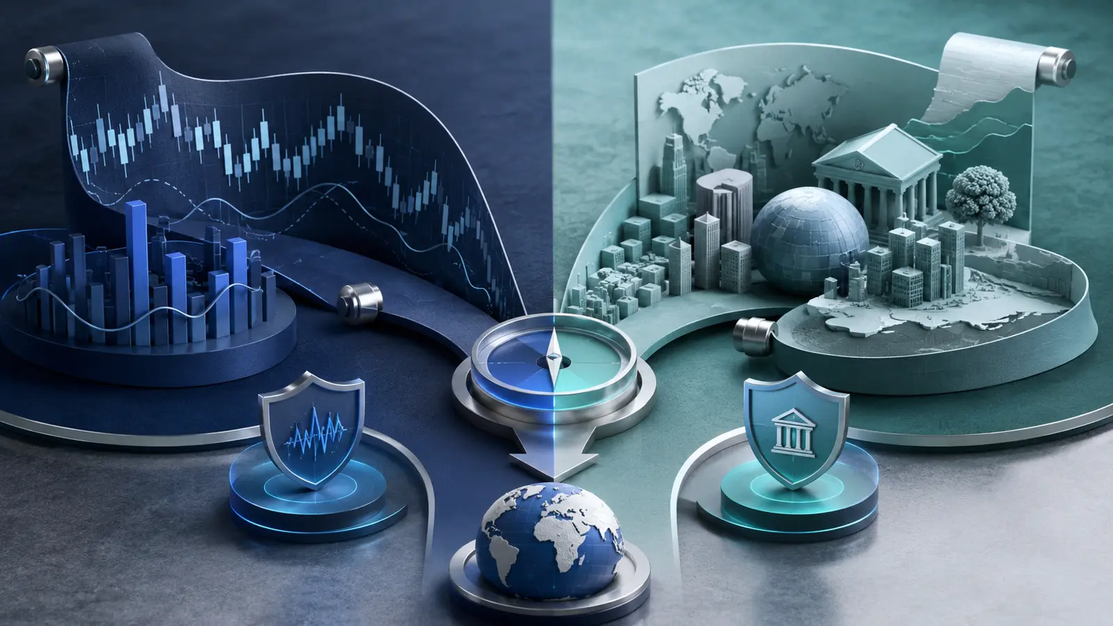 Conceptual market illustration for Technical vs. Fundamental Analysis in Forex: Which One Should You Use?