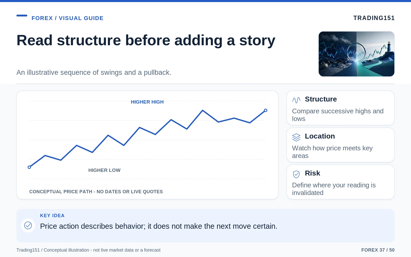 Conceptual diagram: Read structure before adding a story. Key elements: Structure; Location; Risk.